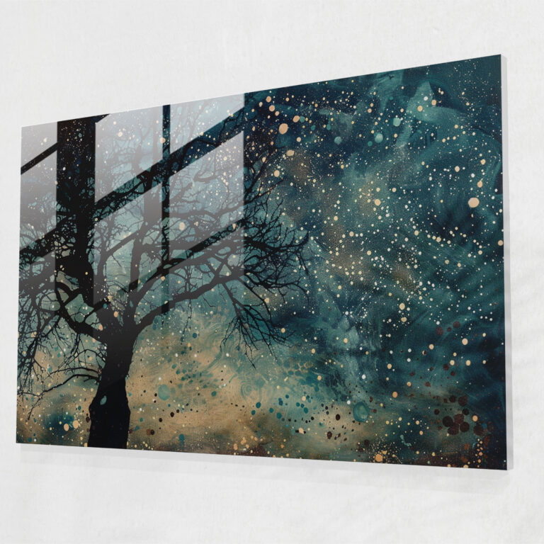 Pointillism Night Sky Glass Wall Art - Pointillism, Glass Wall Art, Home Decoration, Modern Art