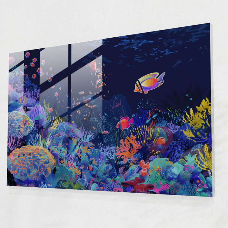 Underwater Whimsy Pointillism Wall Decoration - Pointillism, Modern Art, Glass Art, Wall Decoration