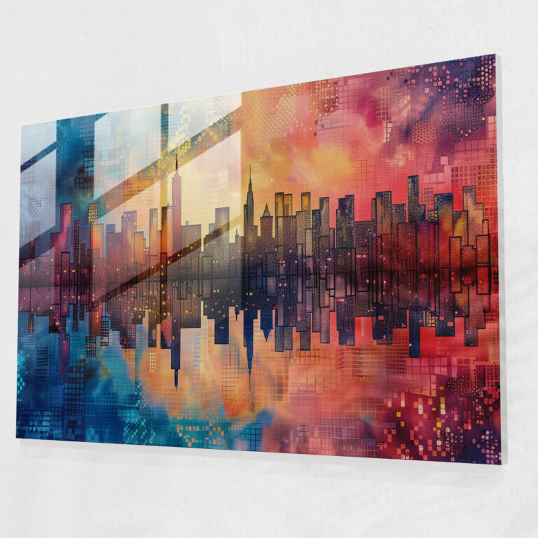 Abstract City Skyline Pointillism Modern Art - Pointillism, Sophisticated, Abstract, Pointillism