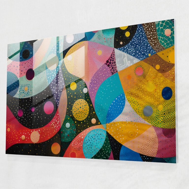 Geometric Shapes Pointillism Wall Decoration - Pointillism, Glass Wall Art, Wall Decoration, Pointillism