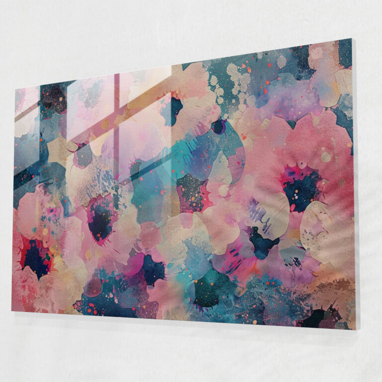 Pointillism Home Decoration - Abstract Floral Pattern - Pointillism, Glass Print, Abstract, Pointillism