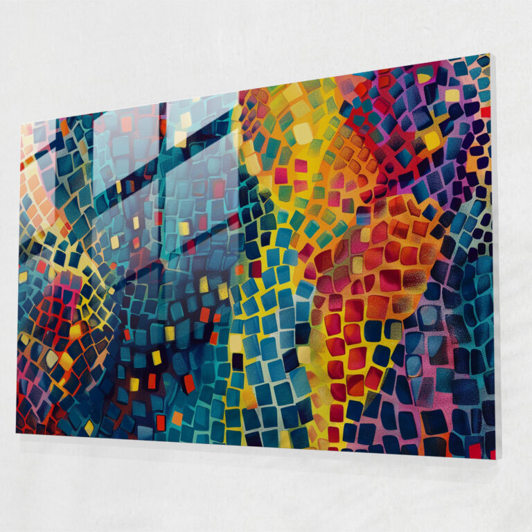 Pointillism Wall Decoration - Geometric Pattern - Pointillism, Glass Art, Glass Print, Wall Decoration