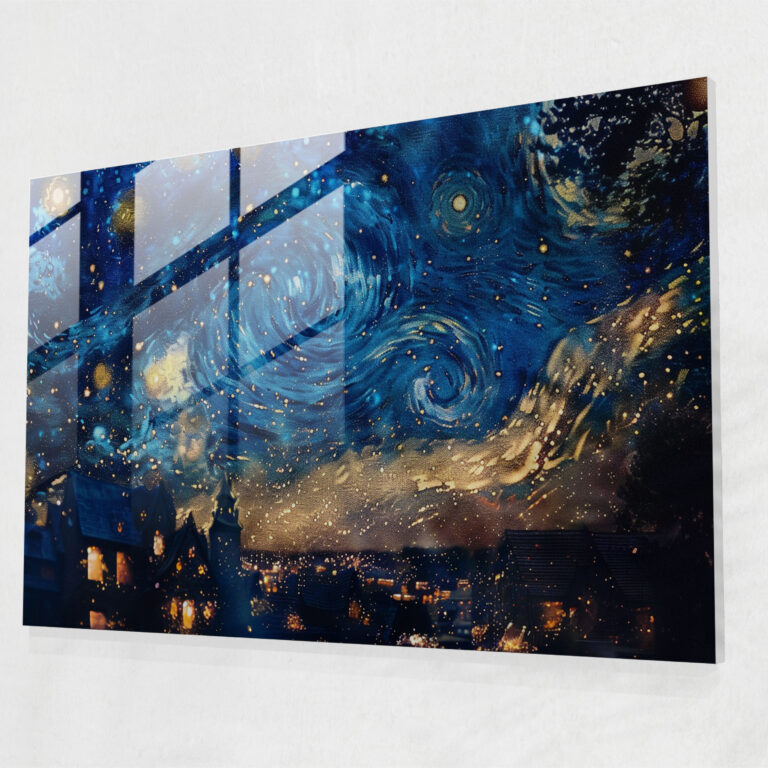 Pointillism Starry Night Sky Glass Print - Pointillism, Pointillism, Glass Art, Wall Decoration