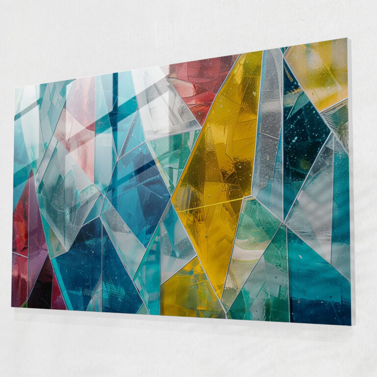Pointillism Geometric Shapes Glass Print - Pointillism, Glass Print, Pointillism, Glass Art