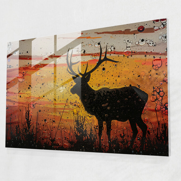 Pointillism Animal Silhouette Glass Print - Pointillism, Pointillism, Modern Art, Glass Wall Art