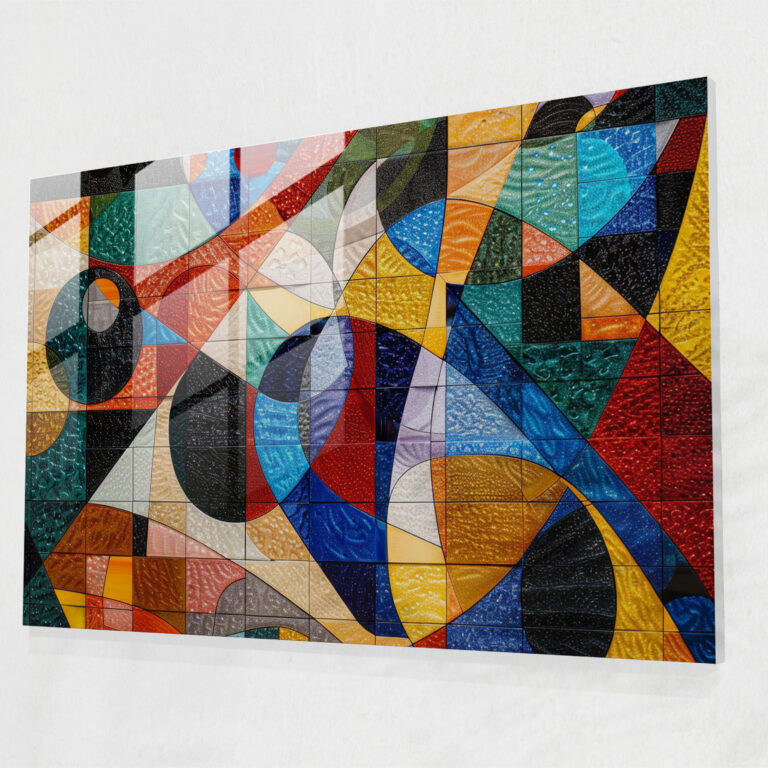 Abstract Geometric Pointillism Glass Print - Pointillism, Glass Art, Wall Decoration, Pointillism