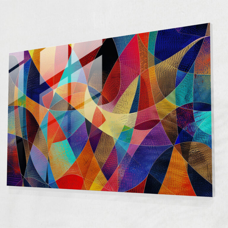 Geometric Pointillism Modern Art Glass Print - Pointillism, Geometric Patterns, Modern Art, Glass Print