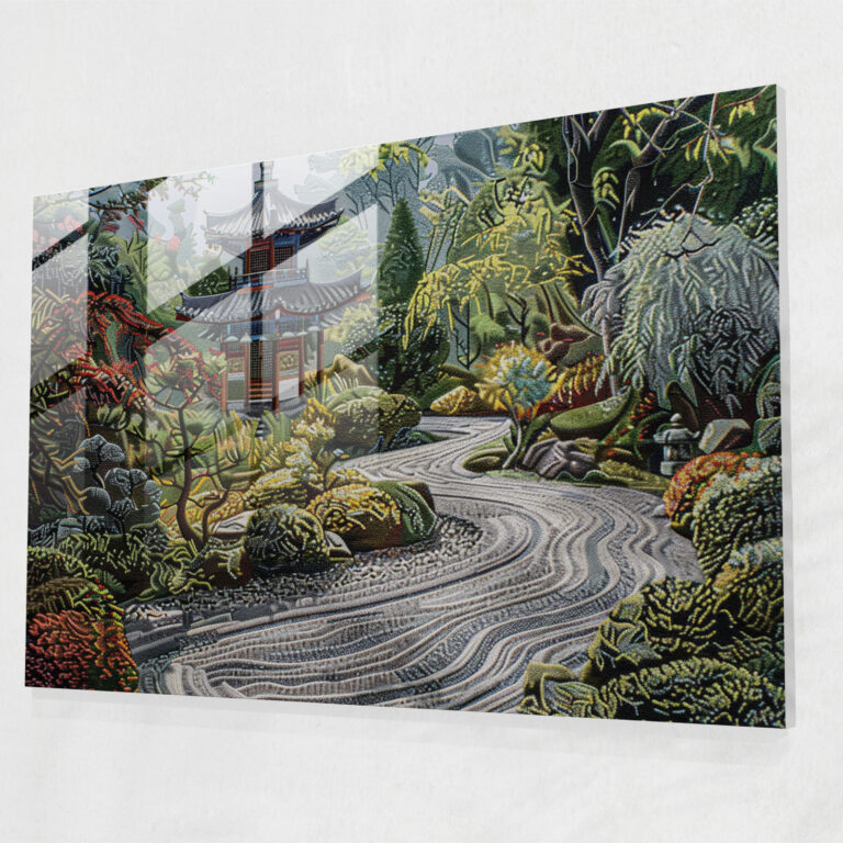 Zen Garden Pointillism Glass Art - Pointillism, Wall Decoration, Glass Art, Pointillism
