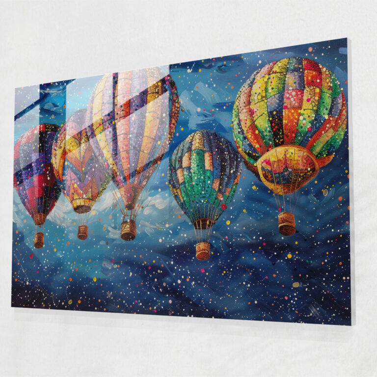 Pointillism Glass Art: Hot Air Balloons - Pointillism, Wall Decoration, Modern Art, Pointillism