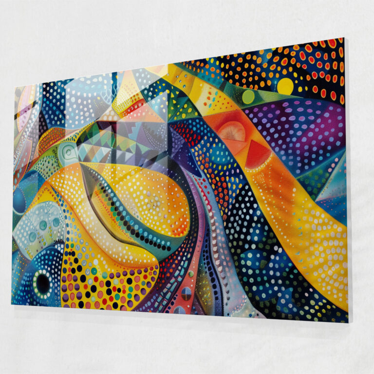 Geometric Abstract Pointillism Glass Wall Art Modern Home Decoration - Pointillism, Pointillism, Glass Art, Modern Art
