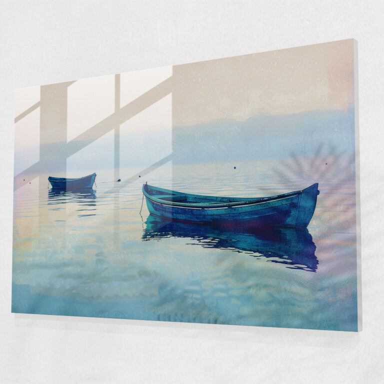 Pointillism Home Decoration: Serene Seascape - Pointillism, Glass Wall Art, Home Decoration, Pointillism