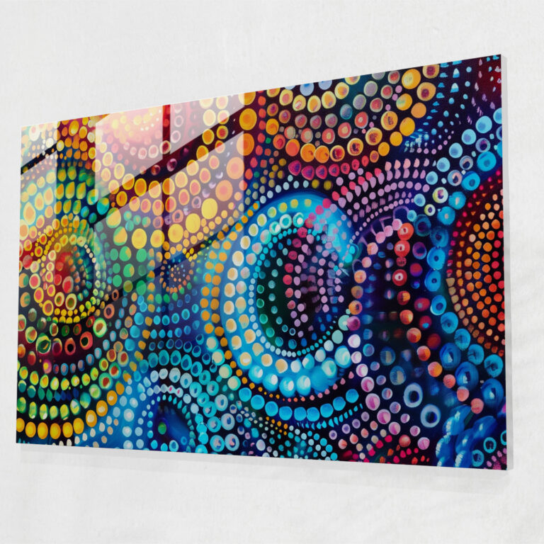 Pointillism Home Decoration - Colorful Abstract - Pointillism, Modern Art, Glass Print, Wall Decoration
