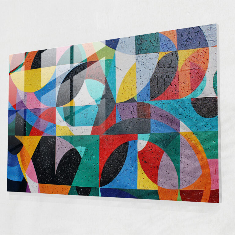 Pointillism Glass Art - Bold Geometric - Pointillism, Wall Decoration, Home Decoration, Pointillism