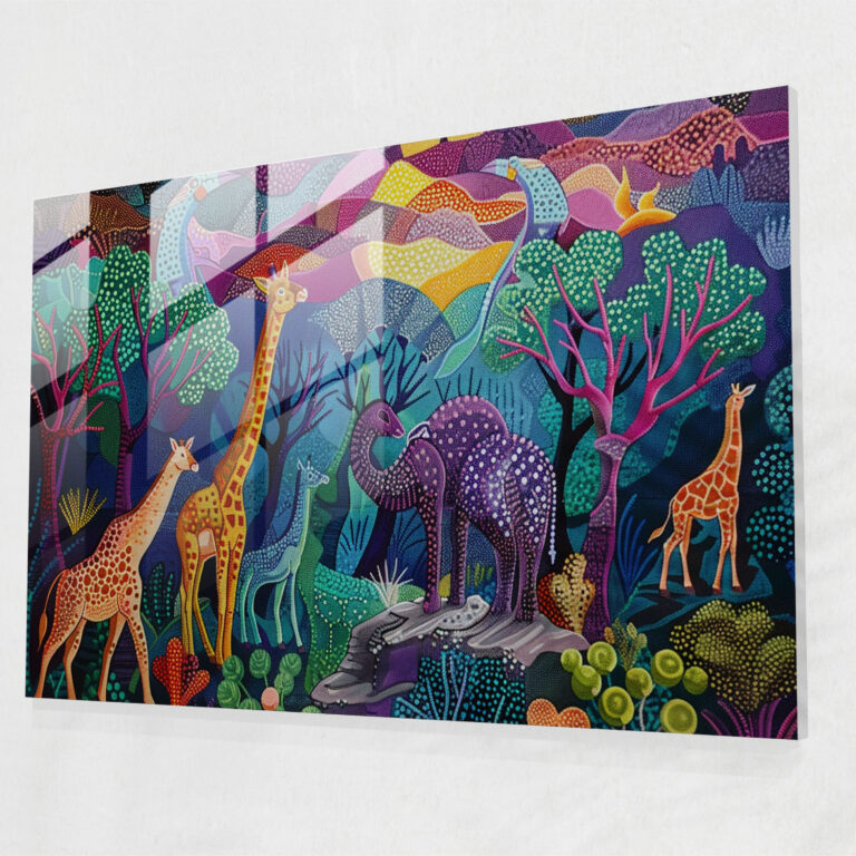 Pointillism Glass Wall Art - Vibrant Wildlife - Pointillism, Glass Print, Wildlife, Glass Wall Art