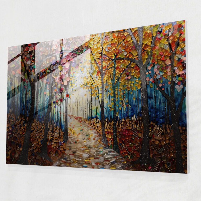 Forest Scene Pointillism Glass Art - Pointillism, Home Decoration, Glass Art, Pointillism