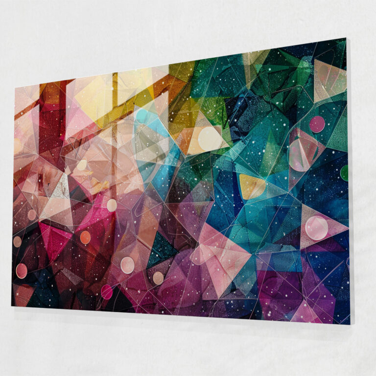 Geometric Design Pointillism Glass Print - Pointillism, Glass Art, Glass Wall Art, Wall Decoration