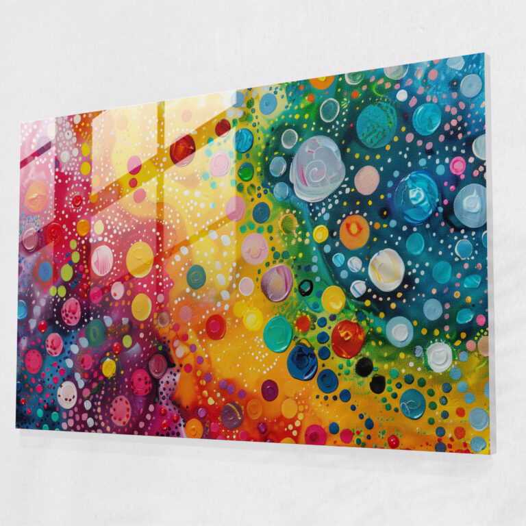 Pointillism Glass Print - Colorful Abstract - Pointillism, Colorful, Glass Wall Art, Wall Decoration