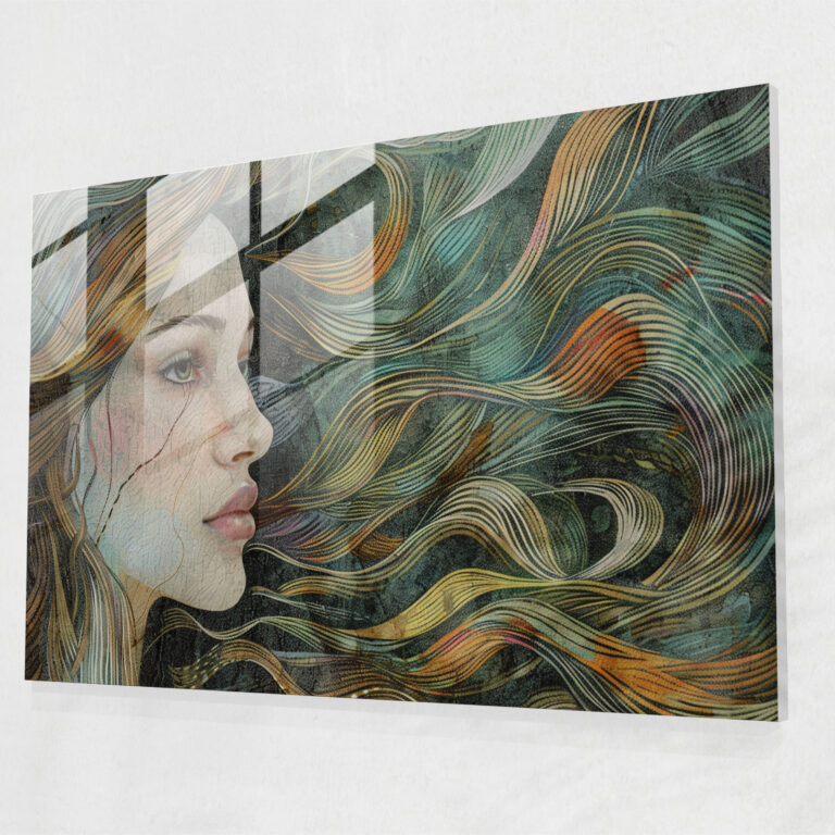 Pointillism Glass Print - Woman Portrait - Pointillism, Pointillism, Woman, Glass Wall Art