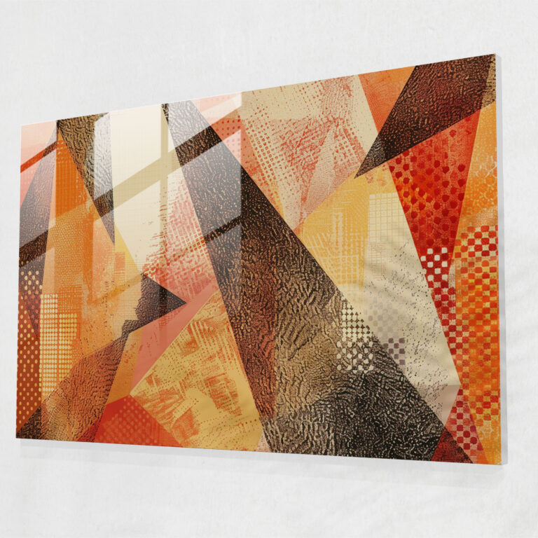 Pointillism Glass Print - Warm Geometric Shapes - Pointillism, Wall Decoration, Glass Print, Abstract