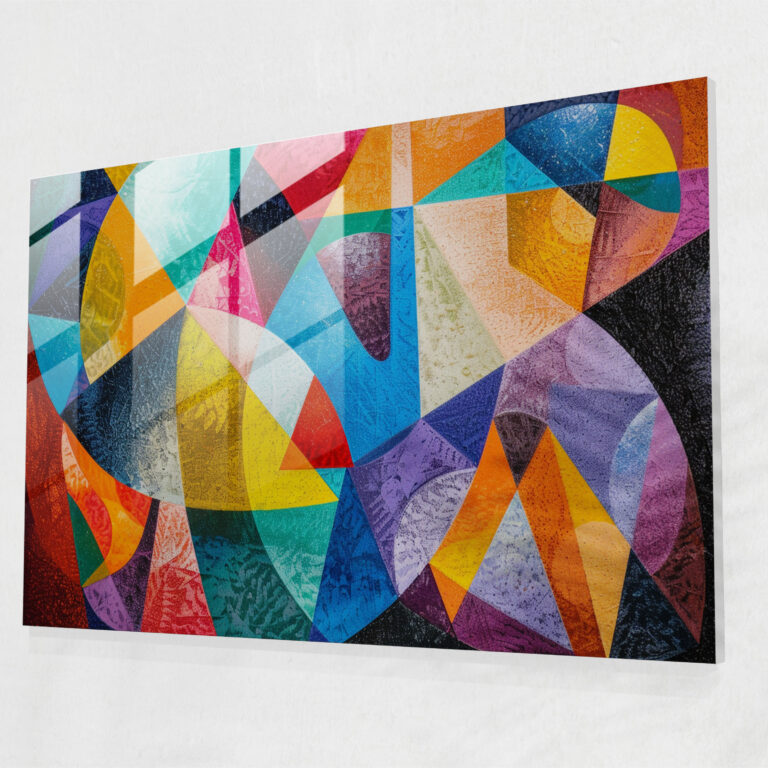 Pointillism Geometric Glass Print - Pointillism, Home Decoration, Wall Decoration, Abstract