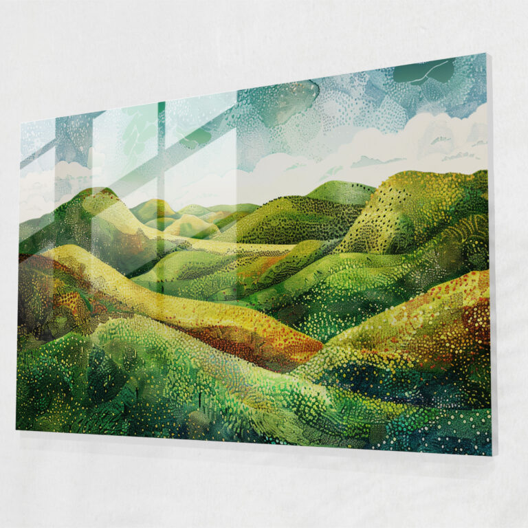 Pointillism Landscape Glass Wall Art - Pointillism, Glass Print, Wall Decoration, Pointillism
