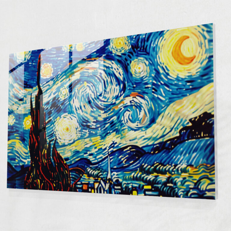Post-Impressionism Glass Print - Starry Night Glass Wall Art - Post-Impressionism, Wall Decoration, Home Decoration, Glass Wall Art