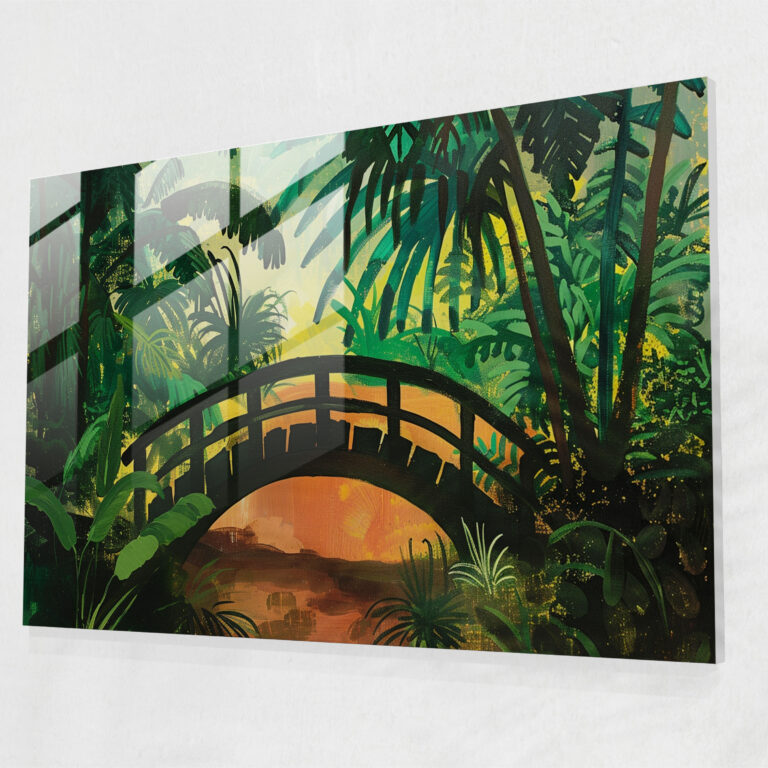 Post-Impressionism Glass Print - Landscape With Bridge Glass Wall Art - Post-Impressionism, Modern Art, Glass Wall Art, Home Decoration