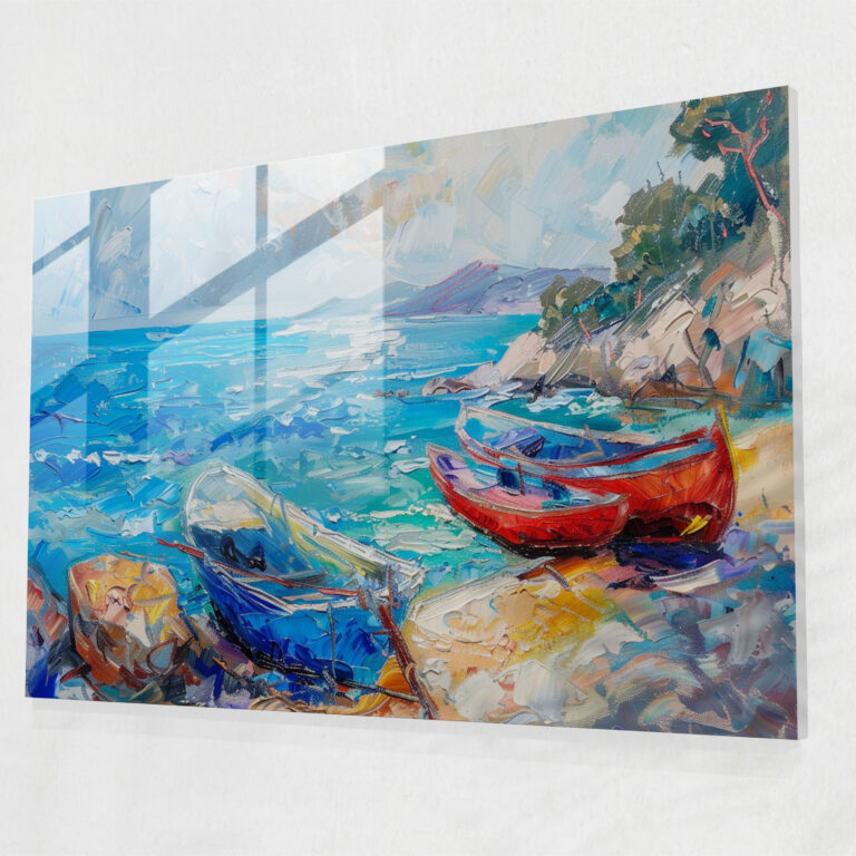 Post-Impressionism Glass Print - Coastal Landscape Glass Wall Art - Post-Impressionism, Glass Art, Glass Print, Glass Wall Art