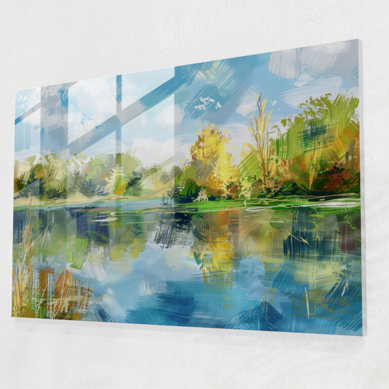 Lake Scene Glass Print - Post-Impressionism, Glass Print, Wall Decoration, Modern Art