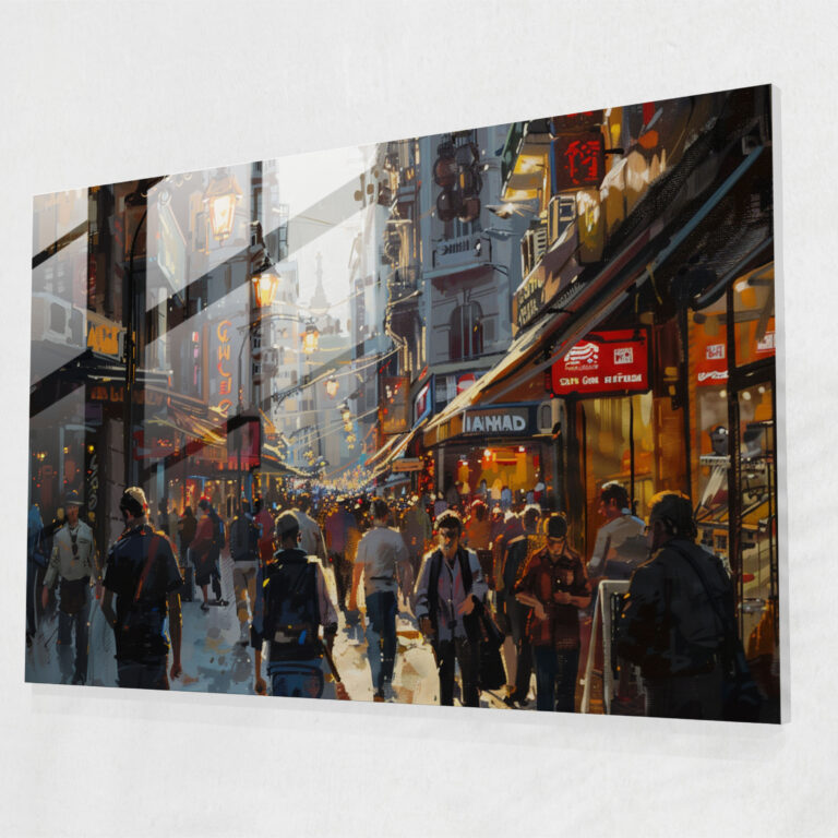 City Street Glass Wall Art - Post-Impressionism, Modern Art, Glass Print, Home Decoration