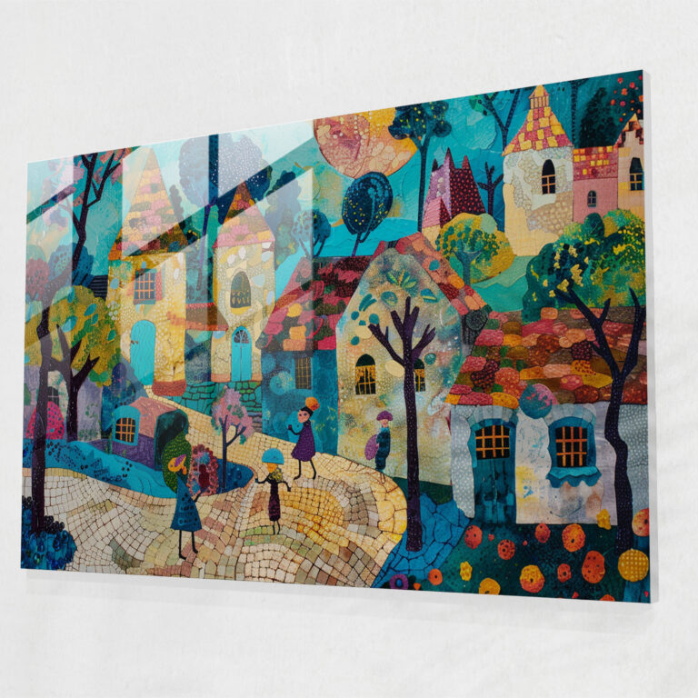Charming Village Glass Wall Art - Post-Impressionism, Glass Print, Glass Art, Glass Wall Art