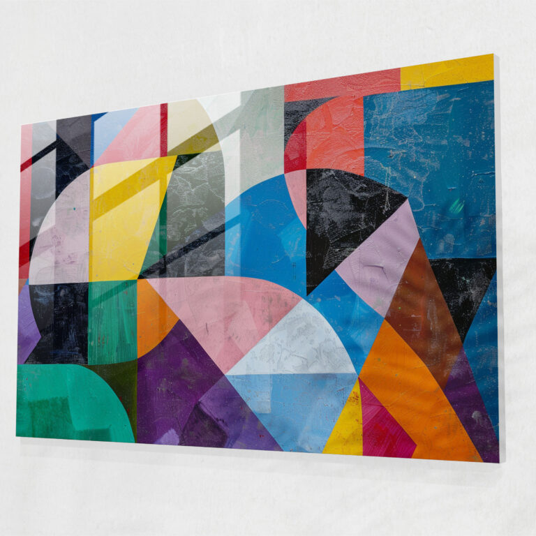 Abstract Geometric Glass Print - Post-Impressionism, Home Decoration, Wall Decoration, Post-Impressionism