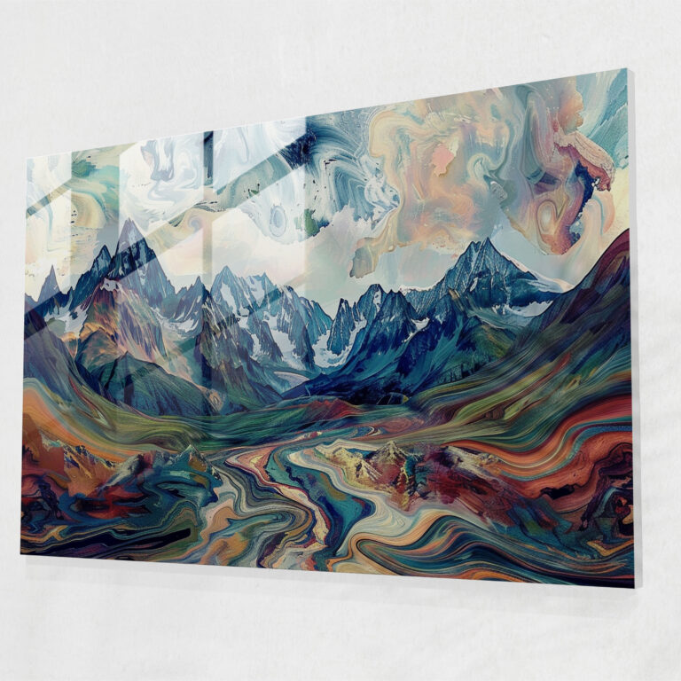 Mountain Landscape Glass Wall Art - Post-Impressionism, Glass Wall Art, Home Decoration, Glass Print