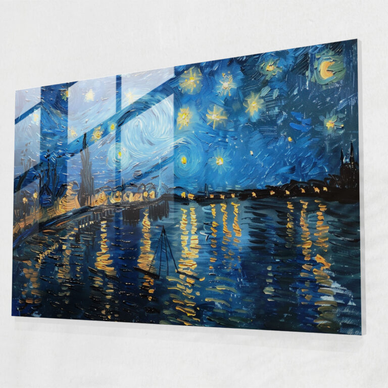 Starry Night Glass Wall Art - Post-Impressionism, Glass Art, Home Decoration, Glass Wall Art