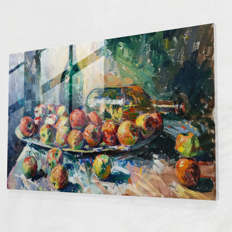 Post-Impressionism Still Life With Apples Glass Wall Art - Post-Impressionism, Glass Print, Wall Decoration, Modern Art