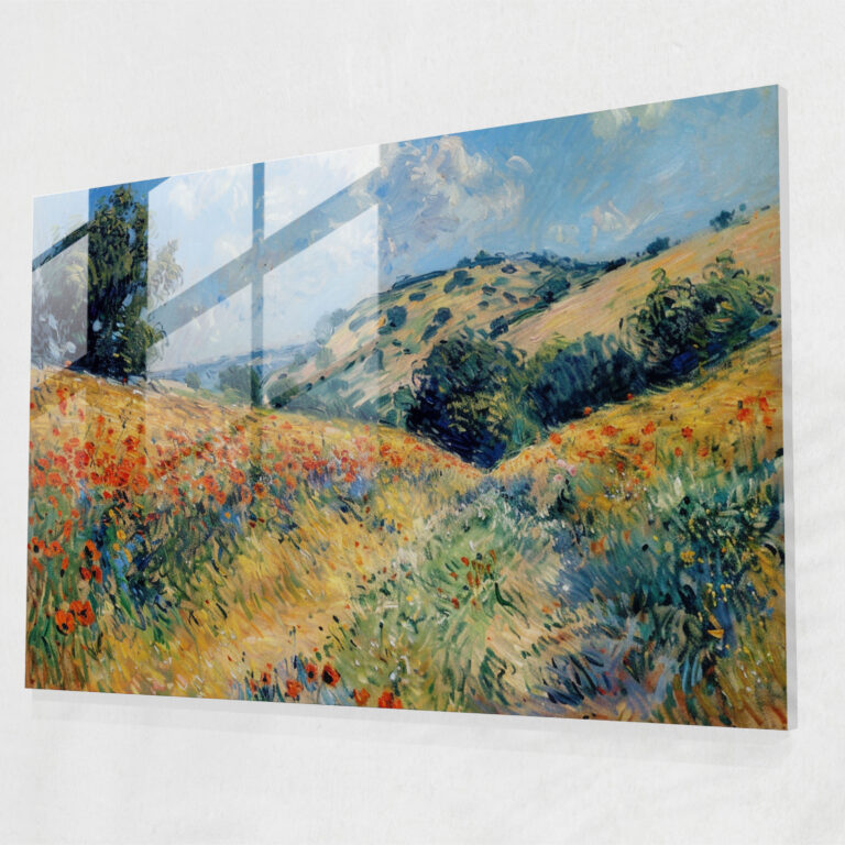 Post-Impressionism Poppy Field Glass Art - Post-Impressionism, Glass Art, Post-Impressionism, Modern Art