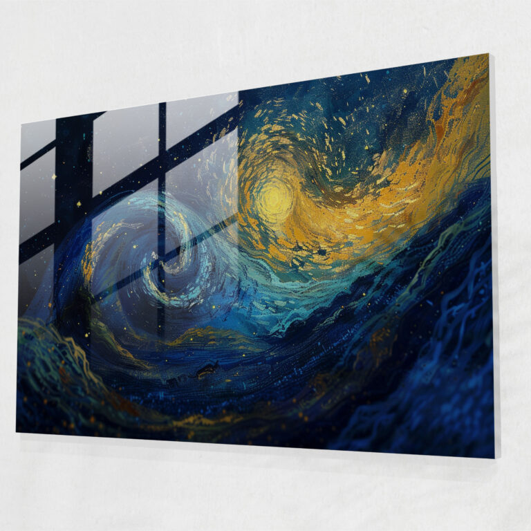 Post-Impressionism Glass Print: Starry Night Sky - Post-Impressionism, Post-Impressionism, Home Decoration, Modern Art