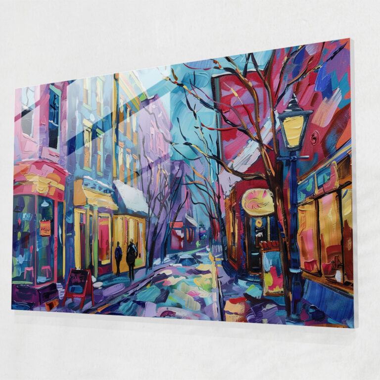 Post-Impressionism Wall Decoration: Lively Street Scene - Post-Impressionism, Glass Print, Home Decoration, Glass Art