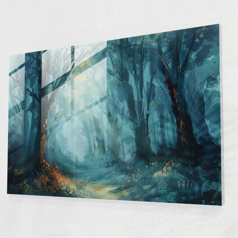 Post-Impressionism Glass Print: Mysterious Forest Landscape - Post-Impressionism, Wall Decoration, Glass Wall Art, Modern Art