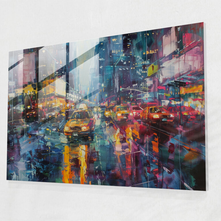 Post-Impressionism Wall Decoration: Dynamic Cityscape - Post-Impressionism, Modern Art, Post-Impressionism, Glass Art
