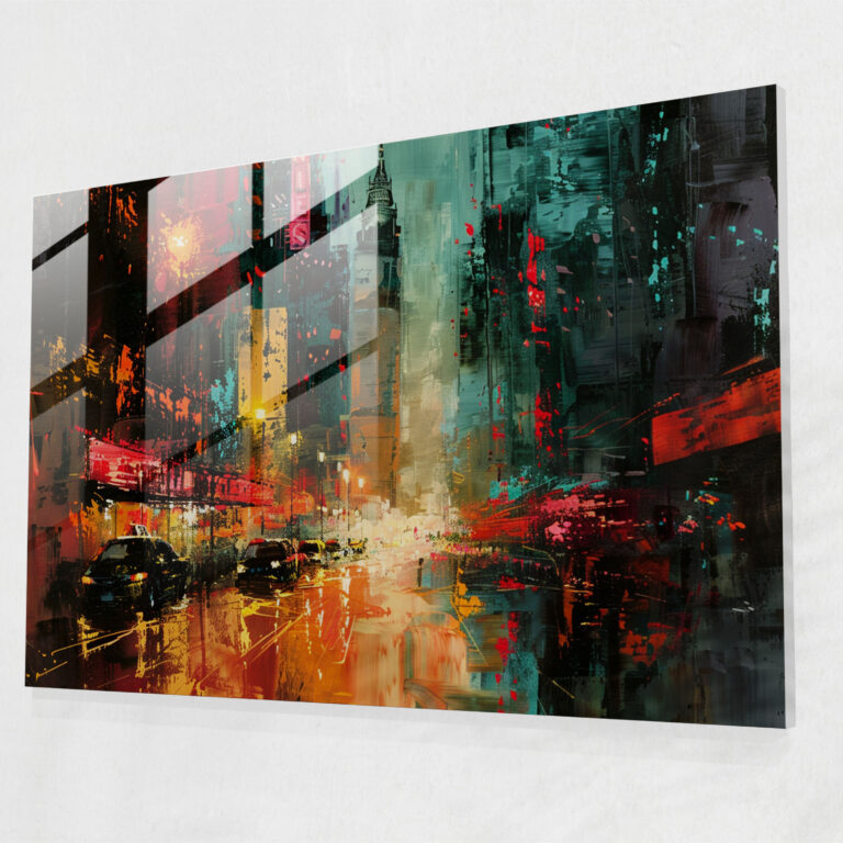 Abstract Cityscape Post-Impressionism Glass Print - Post-Impressionism, Glass Print, Glass Art, Modern Art