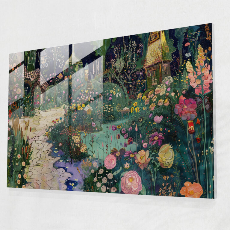 Whimsical Garden Post-Impressionism Glass Print - Post-Impressionism, Glass Print, Home Decoration, Glass Art
