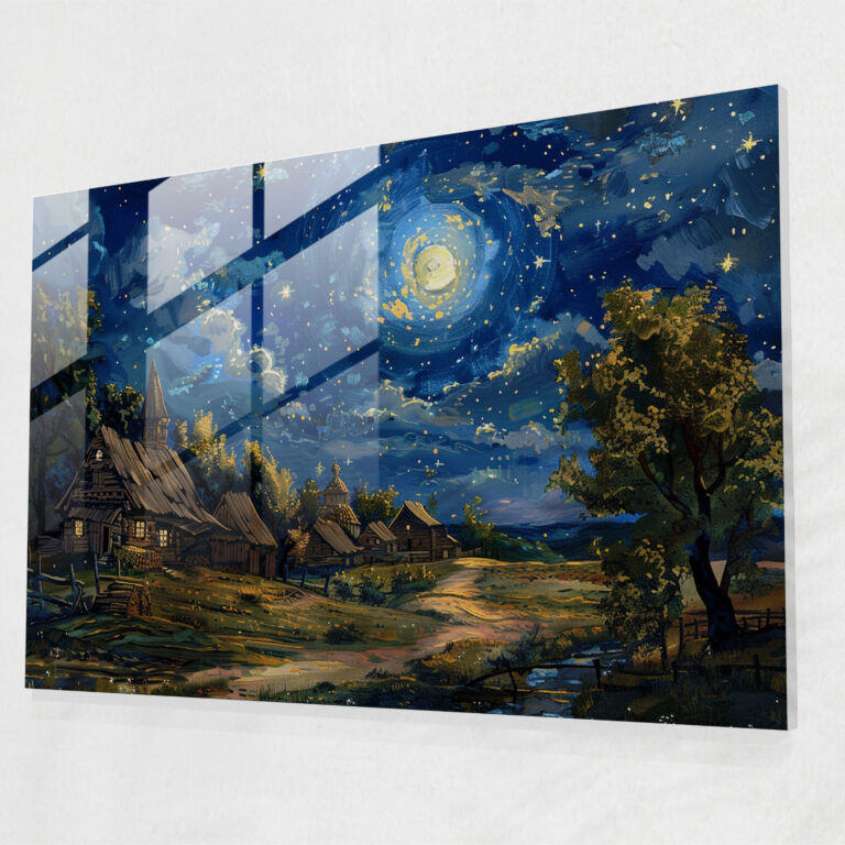Post-Impressionism Starry Night Glass Wall Art - Post-Impressionism, Glass Art, Modern Art, Home Decoration