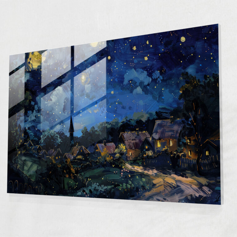 Post-Impressionism Starry Night Glass Wall Art - Post-Impressionism, Glass Art, Modern Art, Glass Wall Art