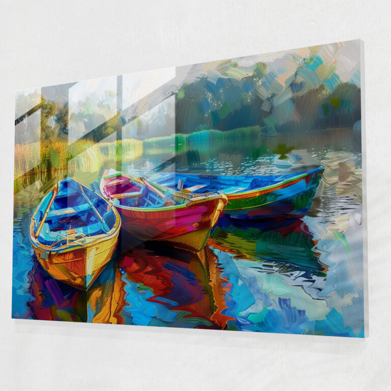 Post-Impressionism Boats Glass Wall Art - Post-Impressionism, Home Decoration, Modern Art, Glass Wall Art