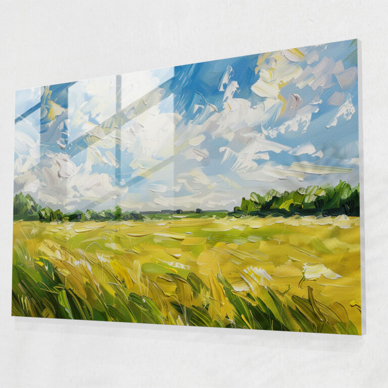 Sunlit Field Glass Wall Art - Post-Impressionism, Glass Art, Modern Art, Wall Decoration