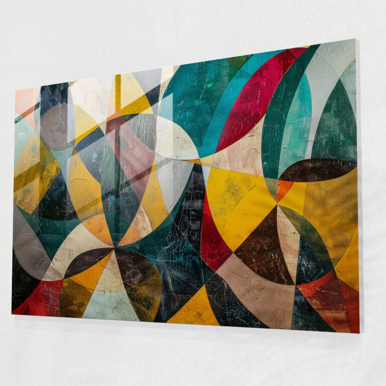 Dynamic Abstract Glass Wall Art - Post-Impressionism, Post-Impressionism, Glass Wall Art, Home Decoration
