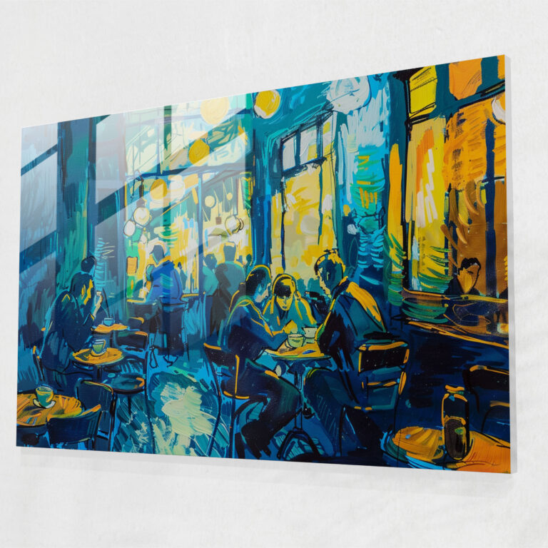 Café Scene Glass Print - Post-Impressionism, Wall Decoration, Home Decoration, Modern Art