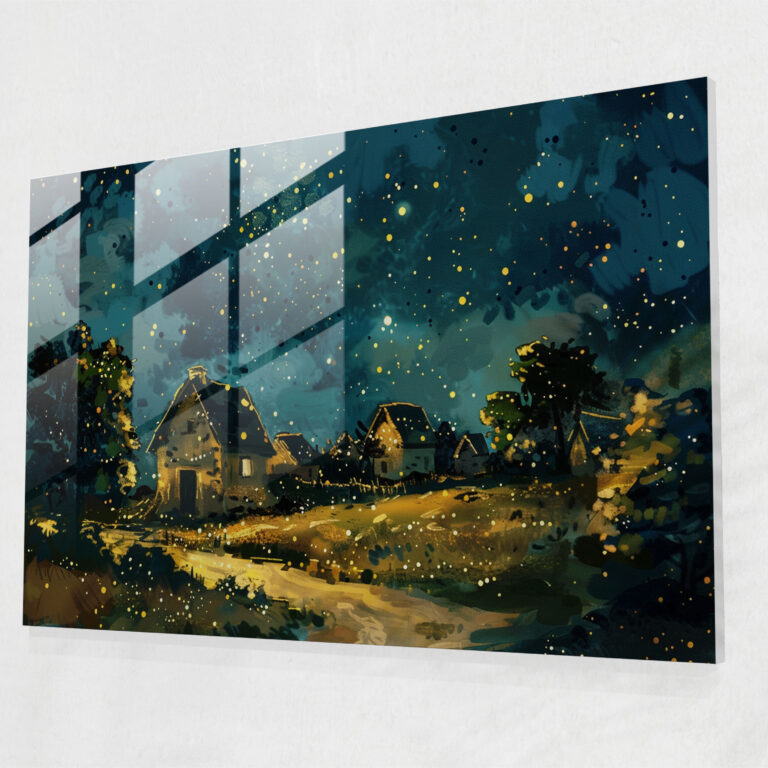 Starry Night Glass Wall Art - Post-Impressionism, Post-Impressionism, Glass Art, Home Decoration