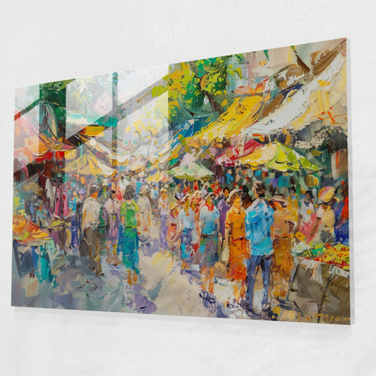Market Scene Glass Wall Art - Post-Impressionism, Post-Impressionism, Glass Wall Art, Glass Art